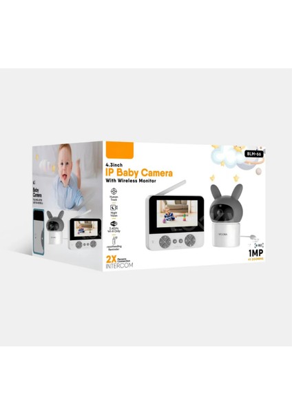 LCD Ekranlı Gece Görüşlü Bebek Izleme Kamerası Hatırlatıcılı-Oda Sıcaklığı Kontrollü-Telsiz ve 360 D