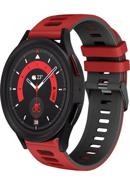 Samsung Galaxy Watch 5 44MM Kırmızı+Siyah Için Silikon Watch Band (Yurt Dışından)