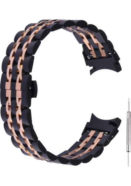 Samsung Galaxy Watch4 40MM/44MM Siyah Gül Altın Için Paslanmaz Çelik Kayış (Yurt Dışından)