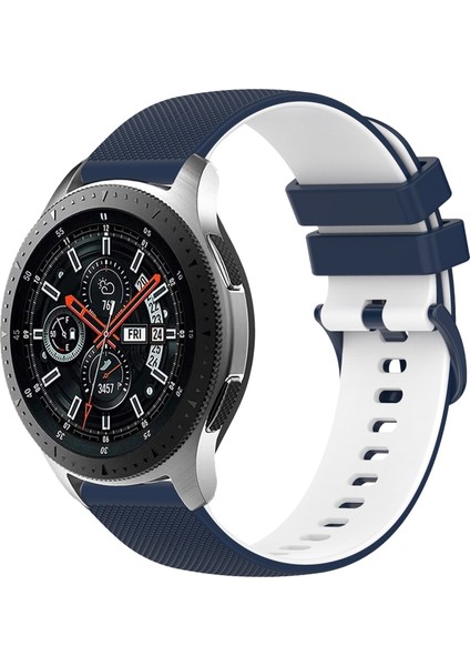 Samsung Galaxy Watch 46MM Koyu Mavi+Beyaz Için Silikon Watch Band (Yurt Dışından)