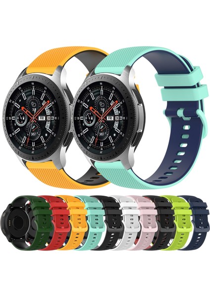 Samsung Galaxy Watch 46MM Koyu Mavi+Beyaz Için Silikon Watch Band (Yurt Dışından)