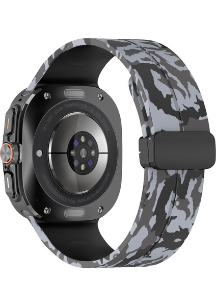 Samsung Galaxy Watch Ultra 47MM Silikon Saat Kayışı Kamuflaj Koyu Gri (Yurt Dışından)