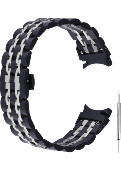 Samsung Galaxy Watch4 40MM/44MM Siyah Gümüş Için Paslanmaz Çelik Kayış (Yurt Dışından)
