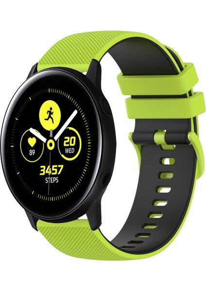 Samsung Galaxy Watch Active2 Için Silikon Watch Band 44MM Limon Yeşili+Siyah (Yurt Dışından)