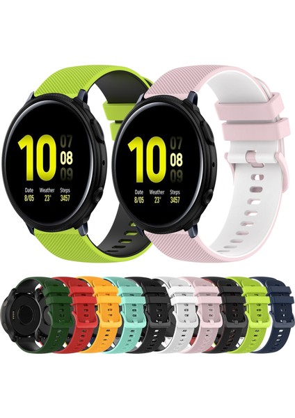 Samsung Galaxy Watch Active2 Için Silikon Watch Band 44MM Limon Yeşili+Siyah (Yurt Dışından)