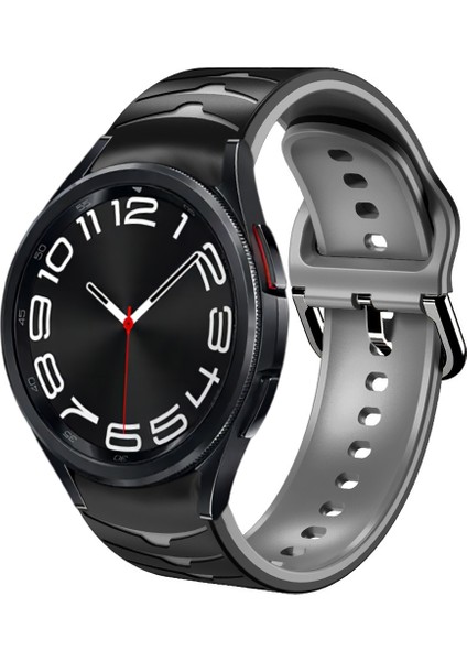 Samsung Galaxy Watch 6 Classic Için Silikon Kayış 43MM Siyah+Gri (Yurt Dışından)