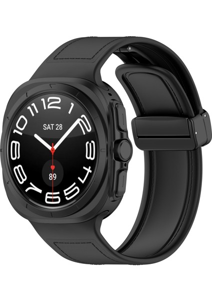 Samsung Galaxy Watch 7 Ultra Silikon Deri Kayış Siyah (Yurt Dışından)