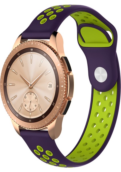Galaxy Watch 42MM Mor + Yeşil Için Çift Renkli Bilek Kayışı Watch Band (Yurt Dışından)