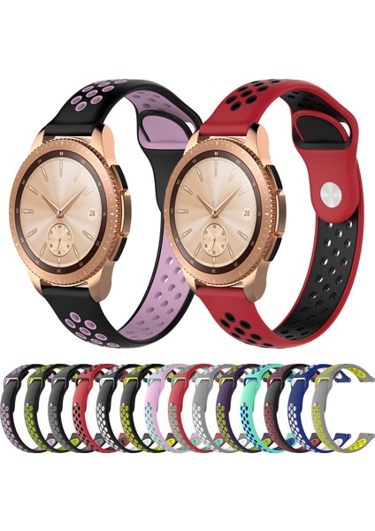 Galaxy Watch 42MM Mor + Yeşil Için Çift Renkli Bilek Kayışı Watch Band (Yurt Dışından)