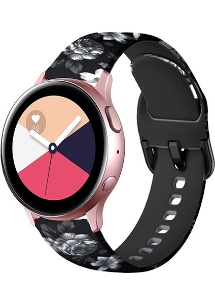 Samsung Galaxy Watch 46MM Siyah Gri Çiçek Için Silikon Kordonlu Saat (Yurt Dışından)