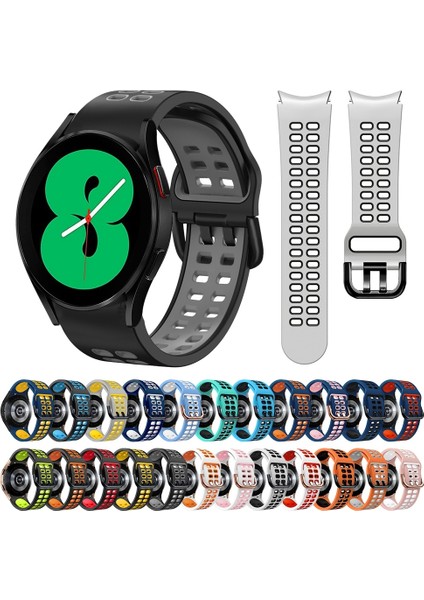 Samsung Galaxy Watch 4 44MM Su Ördeği+Siyah Için Silikon Watch Band (Yurt Dışından)