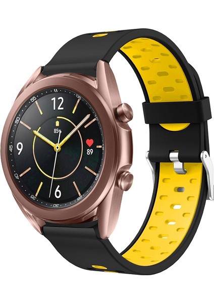 Samsung Galaxy Watch 3 45MM Siyah Sarı Için Silikon Kordonlu Saat (Yurt Dışından)