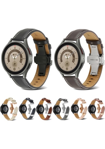 Samsung Galaxy Watch5 40MM / 44MM Siyah Için Deri Saat Kordonu (Yurt Dışından)