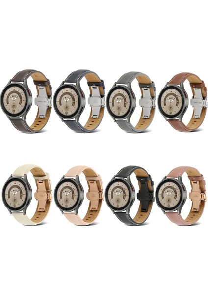 Samsung Galaxy Watch5 40MM / 44MM Siyah Için Deri Saat Kordonu (Yurt Dışından)