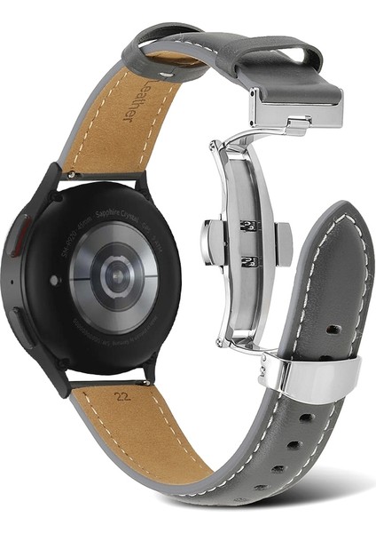 Samsung Galaxy Watch5 40MM / 44MM Açık Gri Için Deri Saat Kordonu (Yurt Dışından)