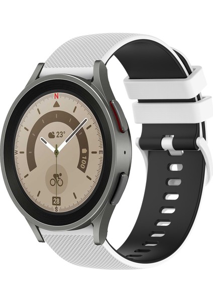 Samsung Galaxy Watch5 Pro 45MM Beyaz+Siyah Için Silikon Saat Bandı (Yurt Dışından)