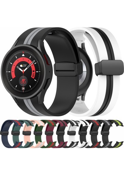 Samsung Galaxy Watch5 Pro Gece Mavisi Kırmızı Için Silikon Saat Bandı (Yurt Dışından)