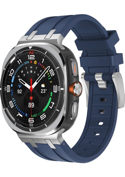 Samsung Galaxy Watch Ultra 47MM Gümüş Mavi Için Sıvı Silikon Kayış (Yurt Dışından)