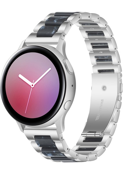 Samsung Için 22MM Üç Boncuklu Ste + Reçine Kayış Gümüş Mavi (Yurt Dışından) modelleri