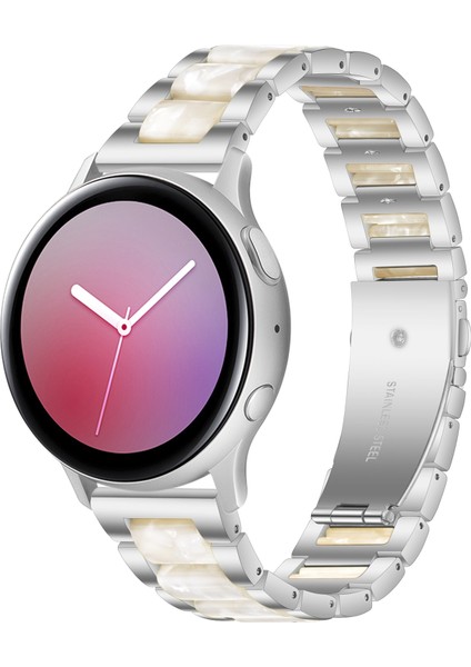 Samsung Için 22MM Üç Boncuklu Ste + Reçine Kayış Gümüş Beyaz (Yurt Dışından) modelleri