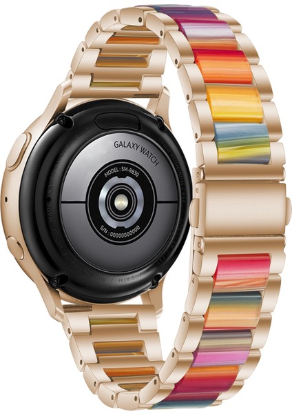 Samsung Için 22MM Üç Boncuklu Ste + Reçine Kayış Gül Altın Gökkuşağı (Yurt Dışından)
