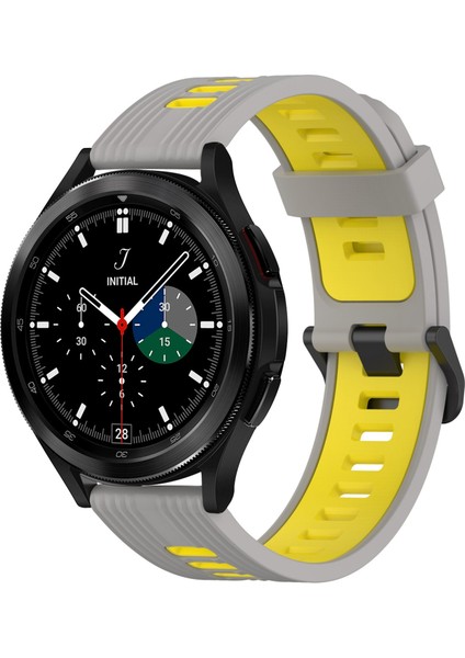 Samsung Galaxy Watch 4 Classic Için Silikon Watch Band 42MM Gri+Sarı (Yurt Dışından)