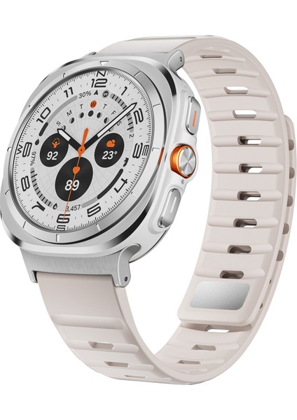 Samsung Galaxy Watch Ultra 47MM Starlight+Gümüş Için Manyetik Silikon Kayış (Yurt Dışından)