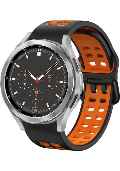 Silikon Watch Band Samsung Galaxy Watch 4 Için Clic 46MM Samsung Galaxy Watch 4 Classic Için 46MM Siyah+Turuncu (Yurt Dışından)