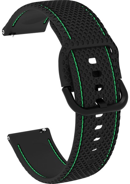 Samsung Galaxy Watch Active 2 Için 20MM Silikon Kordonlu Saat Siyah+Yeşil Çizgi (Yurt Dışından)