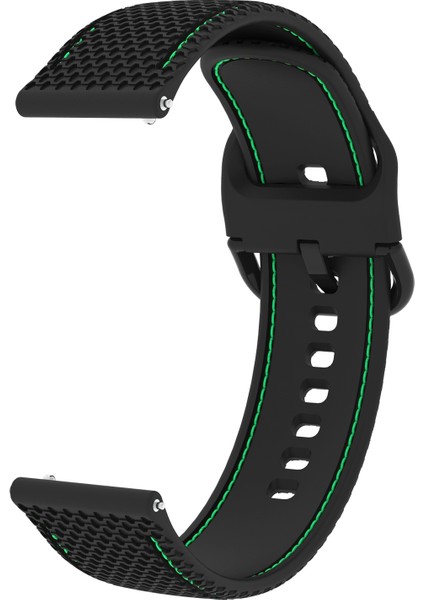 Samsung Galaxy Watch Active 2 Için 20MM Silikon Kordonlu Saat Siyah+Yeşil Çizgi (Yurt Dışından) fiyatları