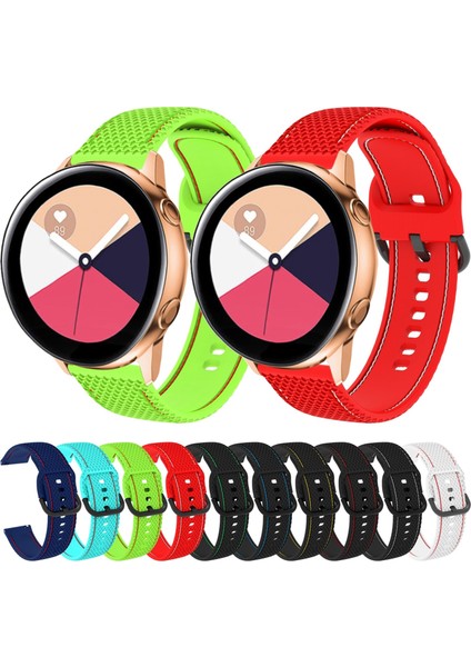 Samsung Galaxy Watch Active 2 Için 20MM Silikon Kordonlu Saat Siyah+Yeşil Çizgi (Yurt Dışından) fırsatları