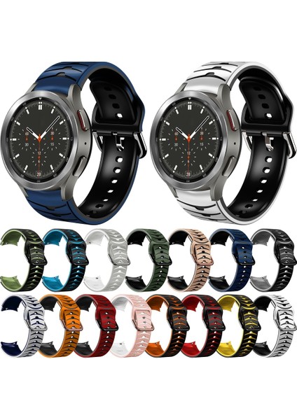 Silikon Watch Band Samsung Galaxy Watch 4 Için Clic 46MM Samsung Galaxy Watch 4 Classic Için 46MM Beyaz + Siyah (Yurt Dışından) fırsatları