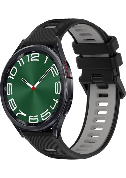 Samsung Galaxy Watch 6 Classic Için 20MM Silikon Kayış 47MM Siyah+Gri (Yurt Dışından)
