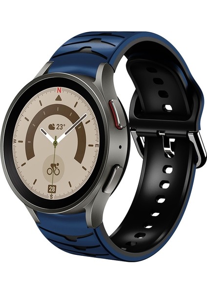 Samsung Galaxy Watch 5 Pro 45MM Koyu Mavi + Siyah Için Silikon Watch Band (Yurt Dışından)