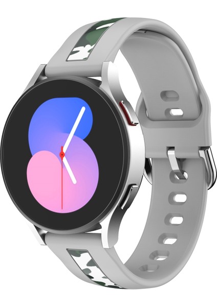 Samsung Galaxy Watch 5 40MM / 44MM Gri Kamuflaj Için Silikon Watch Band (Yurt Dışından)