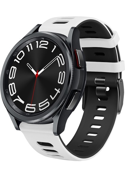 Samsung Galaxy Watch 6 Classic Için Silikon Kayış 47MM Beyaz+Siyah (Yurt Dışından)