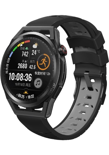 Samsung Galaxy Watch 46MM Siyah Gri Için Silikon Kayış (Yurt Dışından)