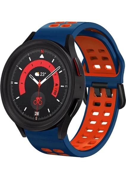 Samsung Galaxy Watch 5 44MM Gece Mavisi+Kırmızı Için Silikon Watch Band (Yurt Dışından)