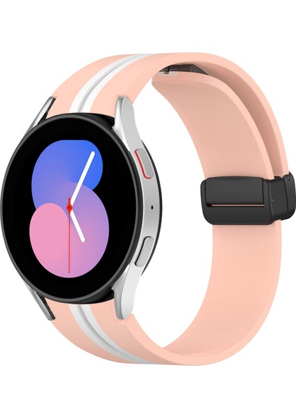 Samsung Galaxy Watch 5 44MM Pembe+Beyaz Için Silikon Watch Band (Yurt Dışından)