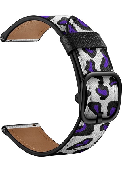 22MM Samsung Galaxy Watch Için 46MM / Huawei Watch 3/3 Pro Kordonlu Saat Mor Leopar (Yurt Dışından)