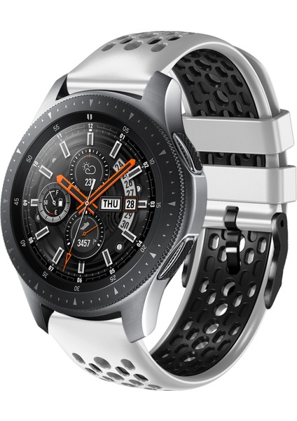 Samsung Galaxy Watch 46MM Beyaz+Siyah Için Silikon Watch Band (Yurt Dışından)
