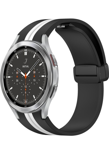 Samsung Galaxy Watch 4 Clic 46MM Siyah+Beyaz Için Silikon Watch Band (Yurt Dışından)