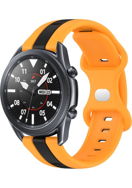 Samsung Galaxy Watch3 45MM Siyah+Sarı Için Silikon Saat Bandı (Yurt Dışından)
