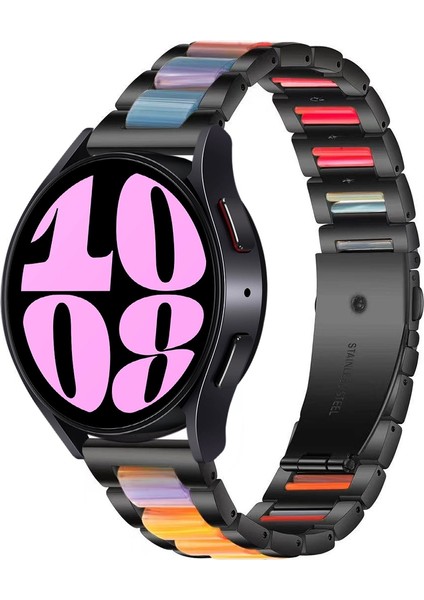 Samsung Galaxy Watch 6/6 Klasik Siyah Gökkuşağı Için Reçine Metal Kayış (Yurt Dışından)