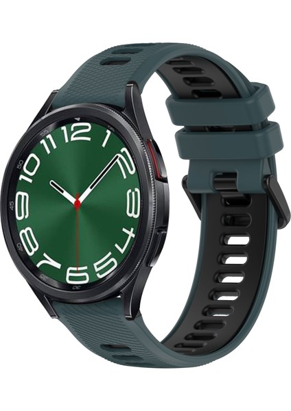 Samsung Galaxy Watch 6 Classic Için 20MM Silikon Kayış 43MM Zeytin Yeşili + Siyah (Yurt Dışından)
