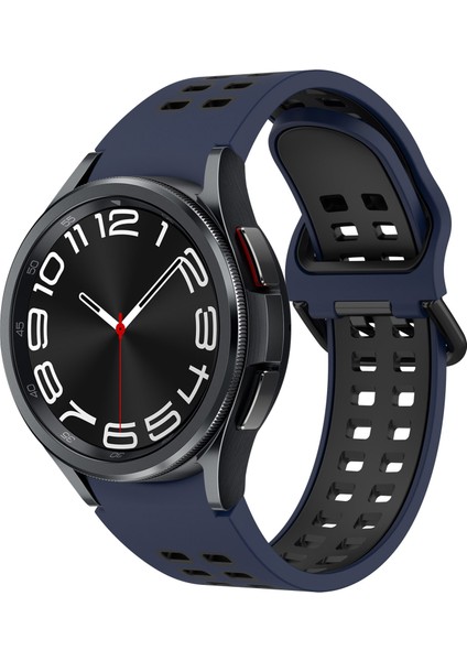 Samsung Galaxy Watch 6 Classic Için Silikon Kayış 47MM Gece Mavisi + Siyah (Yurt Dışından)