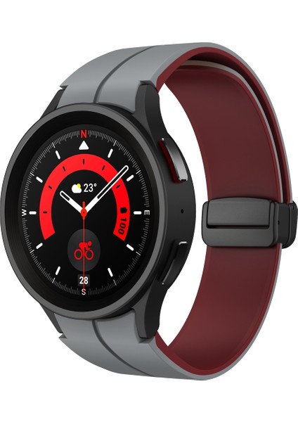 Samsung Galaxy Watch 6/6 Klasik Gri+Şarap Kırmızısı Için Silikon Watch Band (Yurt Dışından)