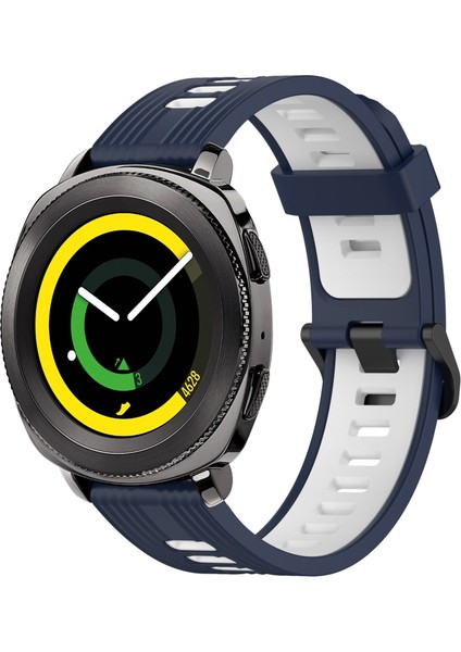 Samsung Gear Sport Koyu Mavi+Beyaz Için Silikon Saat Bandı (Yurt Dışından)