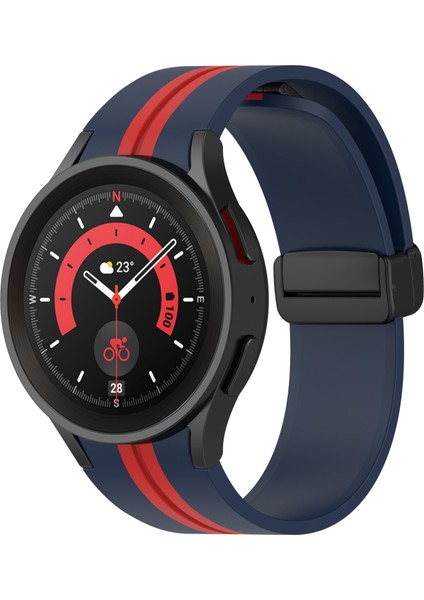 Samsung Galaxy Watch5 Pro Gece Mavisi Kırmızı Için Silikon Saat Bandı (Yurt Dışından)