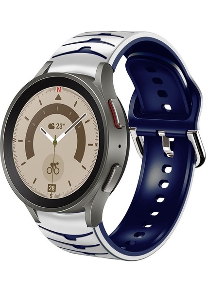 Samsung Galaxy Watch 5 Pro 45MM Beyaz+Mavi Için Silikon Watch Band (Yurt Dışından)